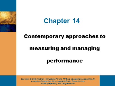 Kế toán - Kiểm toán - Chapter 14: Contemporary approaches to measuring and managing performance