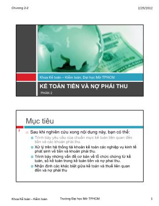 Kế toán - Kiểm toán - Phần 2: Kế toán tiền và nợ phải thu