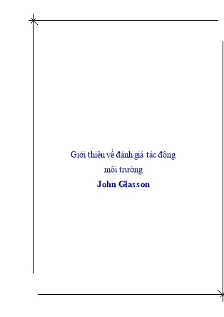 Môi trường - Giới thiệu về đánh giá tác động môi trường John Glasson