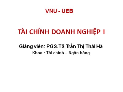 Tài chính doanh nghiệp - Chương 8: Dòng tiền