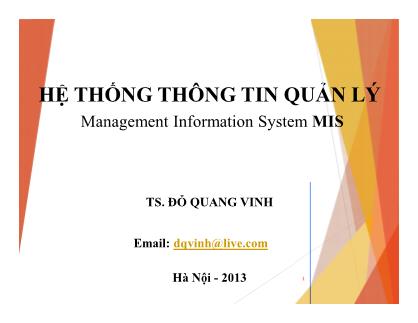 Bài giảng môn học Hệ thống thông tin quản lý
