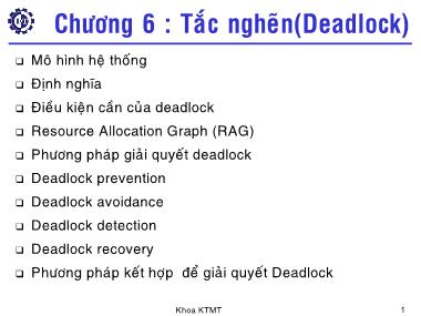 Cơ sở dữ liệu - Chương 6: Tắc nghẽn (Deadlock)