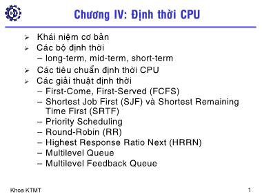 Cơ sở dữ liệu - Chương IV: Định thời CPU