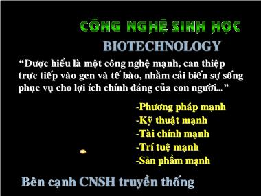 Công nghệ sinh học Biotechnology bên cạnh Công nghệ sinh học truyền thống