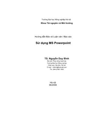 Hướng dẫn Bảo vệ Luận văn / Báo cáo Sử dụng MS Powerpoint