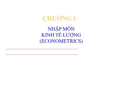 Kinh tế lượng - Chương 1: Nhập môn kinh tế lượng (econometrics)
