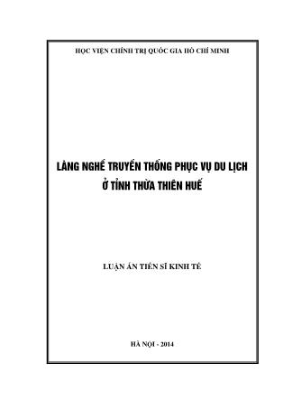 Luận án Làng nghề truyền thống phục vụ du lịch ở tỉnh Thừa Thiên Huế