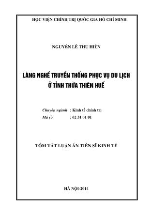 Luận án Làng nghề truyền thống phục vụ du lịch tại tỉnh Thừa Thiên Huế