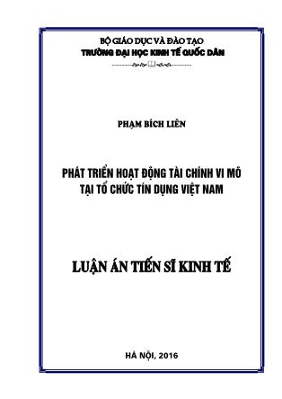Luận án Phát triển hoạt động tài chính vi mô tại tổ chức tín dụng Việt Nam