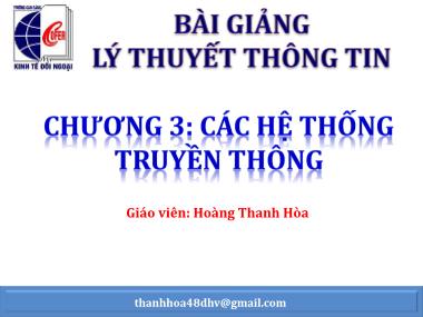 Lý thuyết thông tin - Chương 3: Các hệ thống truyền thông