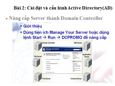 Mạng máy tính - Bài 2: Cài đặt và cấu hình Active Directory (AD)