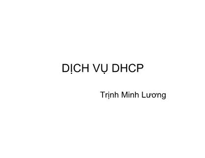 Mạng máy tính - Dịch vụ DHCP
