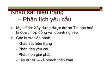 Phân tích thiết kế hệ thống thông tin - Khảo sát hiện trạng phân tích yêu cầu