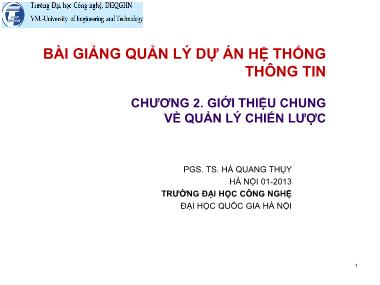 Quản lý dự án hệ thống thông tin - Chương 2: Giới thiệu chung về quản lý chiến lược