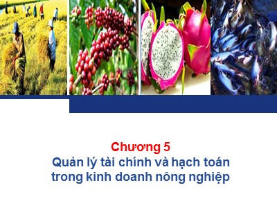 Quản trị kinh doanh nông nghiệp - Chương 5: Quản lý tài chính và hạch toán trong kinh doanh nông nghiệp