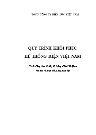 Quy trình khôi phục hệ thống điện Việt Nam