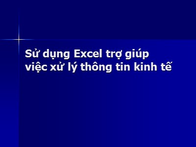 Sử dụng Excel trợ giúp việc xử lý thông tin kinh tế