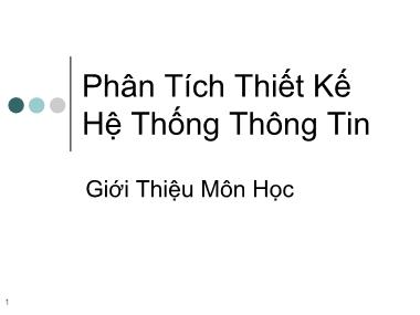 Tài liệu môn học Phân tích thiết kế hệ thống thông tin