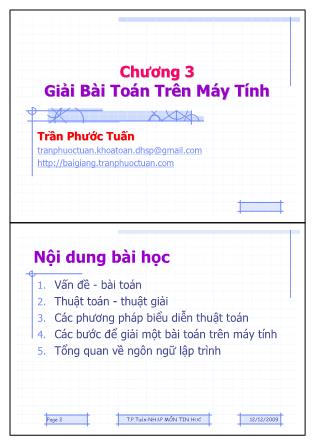 Tin học đại cương - Chương 3: Giải bài toán trên máy tính