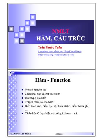 Tin học đại cương - Hàm, cấu trúc