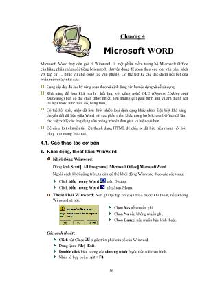 Tin học văn phòng - Chương 4: Microsoft word