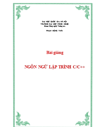 Bài giảng về Ngôn ngữ lập trình C / C ++