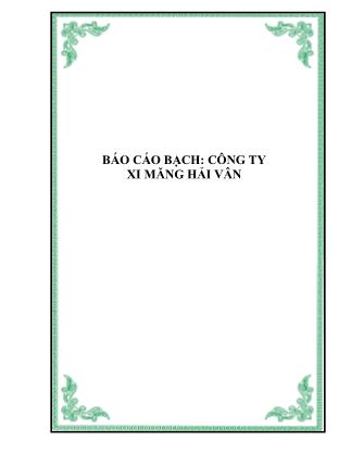 Báo cáo bạch: Công ty xi măng Hải Vân