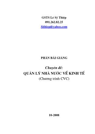 Chuyên đề Quản lý nhà nước về kinh tế (Chương trình CVC)