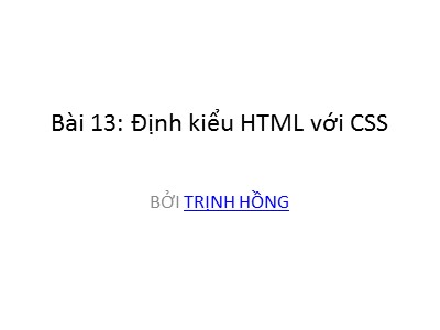 Cơ sở dữ liệu - Bài 13: Định kiểu HTML với CSS