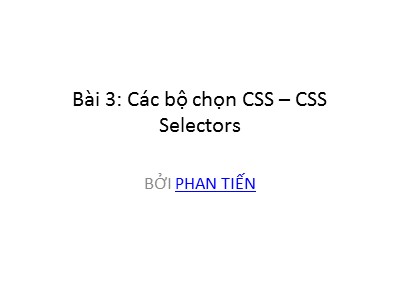 Cơ sở dữ liệu - Bài 3: Các bộ chọn CSS – CSS Selectors
