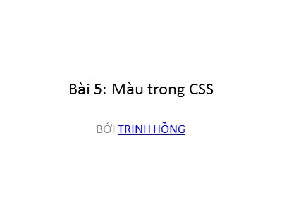 Cơ sở dữ liệu - Bài 5: Màu trong CSS