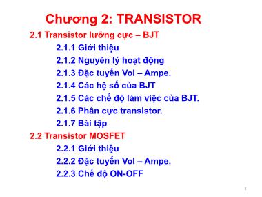 Cơ sở dữ liệu - Chương 2: Transistor