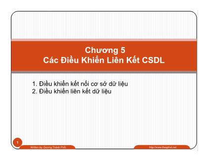 Cơ sở dữ liệu - Chương 5: Các điều khiển liên kết CSDL