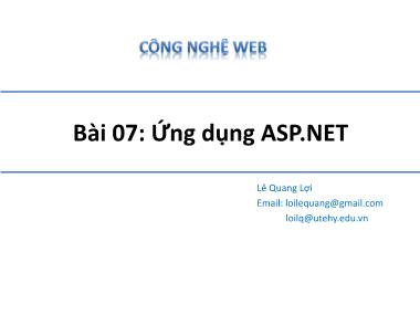 Công nghệ web (asp.net) - Bài 07: Ứng dụng asp.net