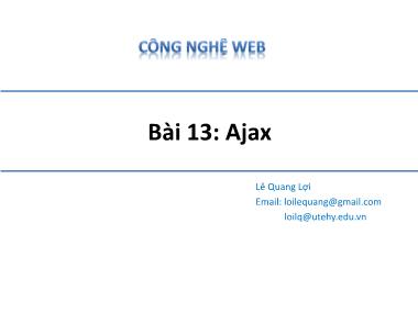 Công nghệ web (asp.net) - Bài 13: Ajax
