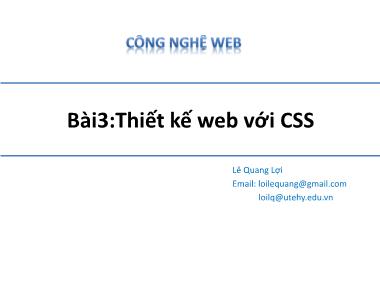 Công nghệ web (asp.net) - Bài 3: Thiết kế web với CSS