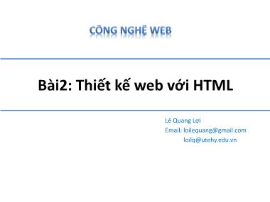 Công nghệ web (asp.net) - Bài2: Thiết kế web với HTML
