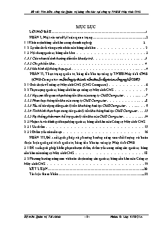 Đề tài Tìm hiểu công tác quản trị hàng tồn kho tại công ty TNHH máy tính CMS