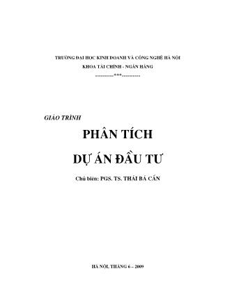 Giáo trình môn học Phân tích dự án đầu tư