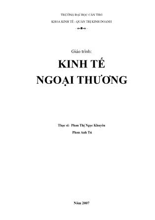 Giáo trình môn Kinh tế ngoại thương