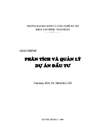 Giáo trình Phân tích và quản lý dự án đầu tư