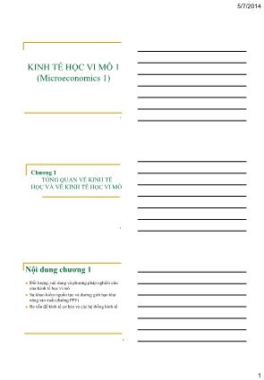 Kinh tế học vi mô 1 - Chương 1: Tổng quan về kinh tế học và về kinh tế học vi mô