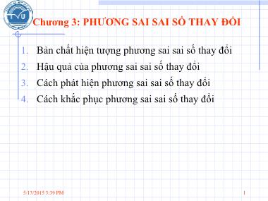 Kinh tế lượng - Chương 3: Phương sai sai số thay đổi