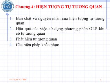 Kinh tế lượng - Chương 4: Hiện tượng tự tương quan