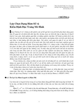 Kinh tế lượng với các ứng dụng - Chương 6: Lựa chọn dạng hàm số và kiểm định đặc trưng mô hình