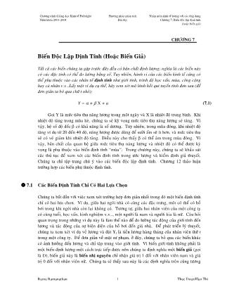 Kinh tế lượng với các ứng dụng - Chương 7: Biến độc lập định tính (hoặc biến giả)