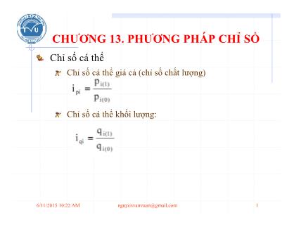 Kinh tế phát triển - Chương 13: Phương pháp chỉ số