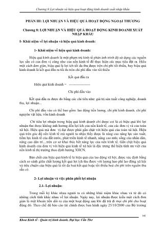 Kinh tế phát triển - Chương 8: Lợi nhuận và hiệu quả hoạt động kinh doanh xuất nhập khẩu