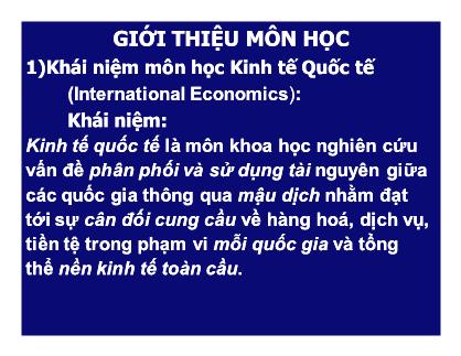 Kinh tế Quốc tế - Giới thiệu môn học