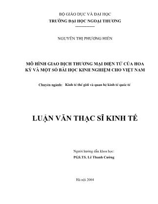 Luận văn Mô hình giao dịch thương mại điện tử của hoa kỳ và một số bài học kinh nghiệm cho Việt Nam